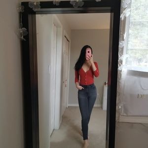 AEO black skinny high rise jeans